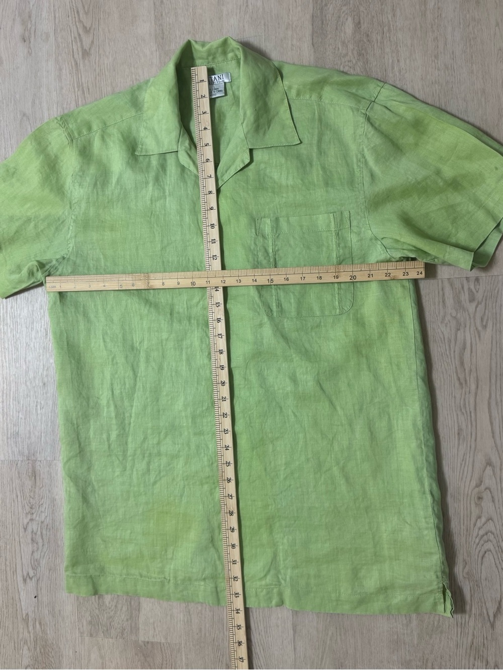 Men's Casual Short-Sleeve Linen Shirt in Light Green - Picture 3 of 6